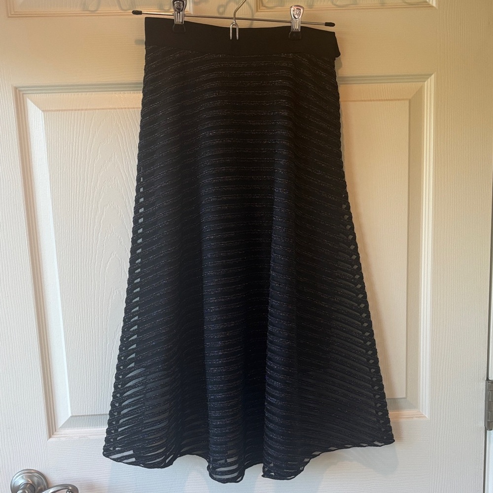 & Other Stories Black Textured Midi Skirt